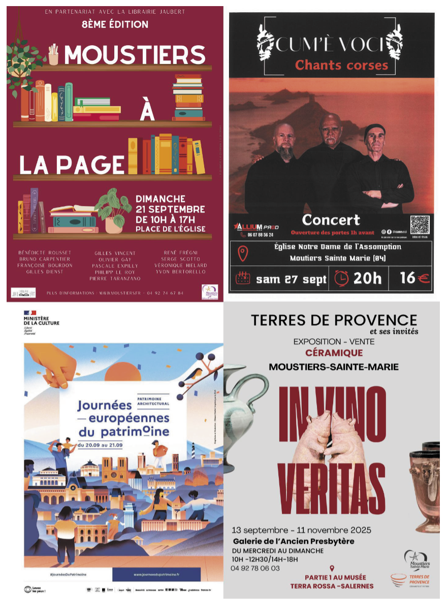 UN MOIS DE SEPTEMBRE RICHE EN ANIMATIONS à  MOUSTIERS-SAINTE-MARIE