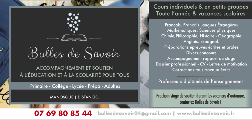 Bulles de Savoir : soutien scolaire sur mesure pour révéler le potentiel de chacun !