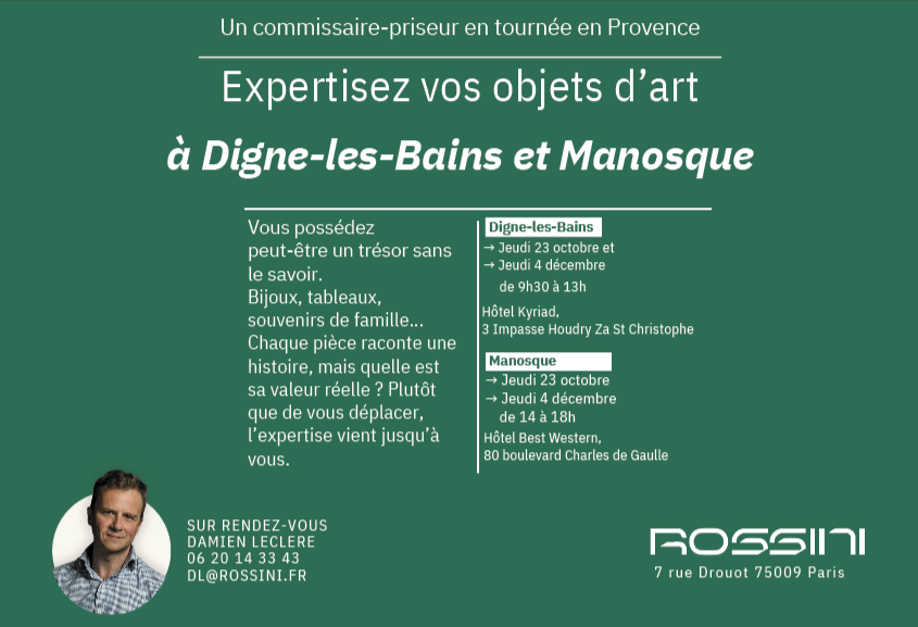 La maison Rossini evalue gratuitement vos bijoux, objets et collections.