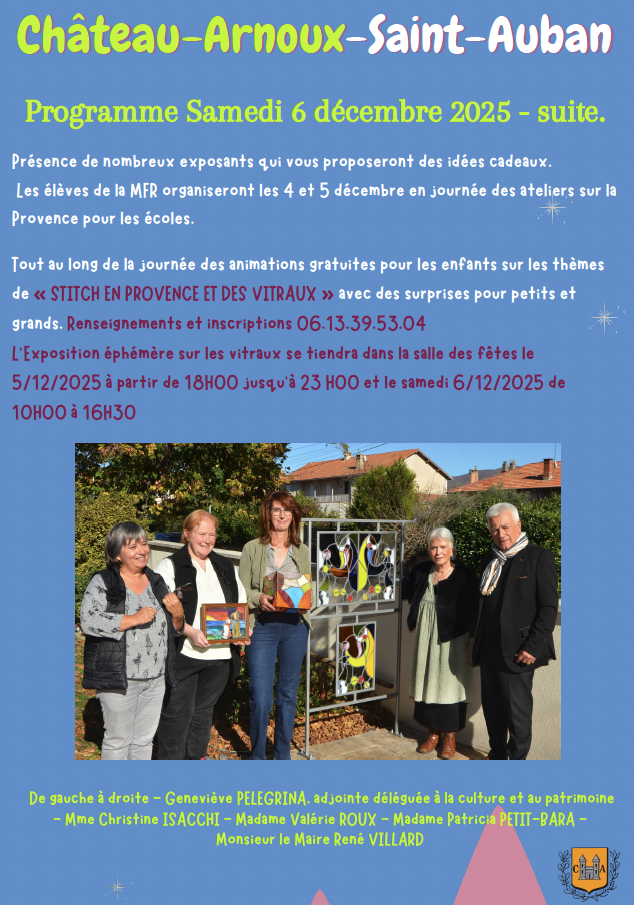 Programme des festivités de Noël de Chateaux Arnoux-Saint Auban
