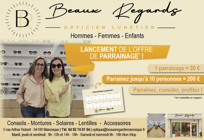 Beaux Regards, l’opticien  qui vous ressemble  à Manosque !