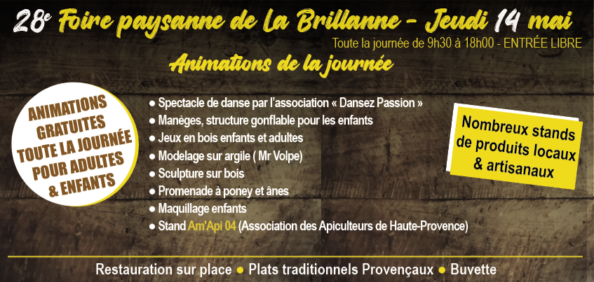 28è foire paysanne de La Brillanne le rendez-vous est donné le 14 mai 2026 !