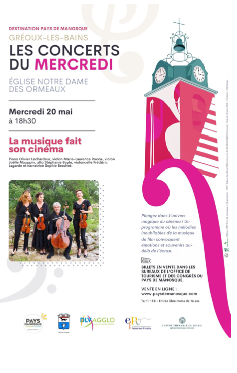 La musique fait son cinéma lors des concerts du mercredi le mercredi 20 mai