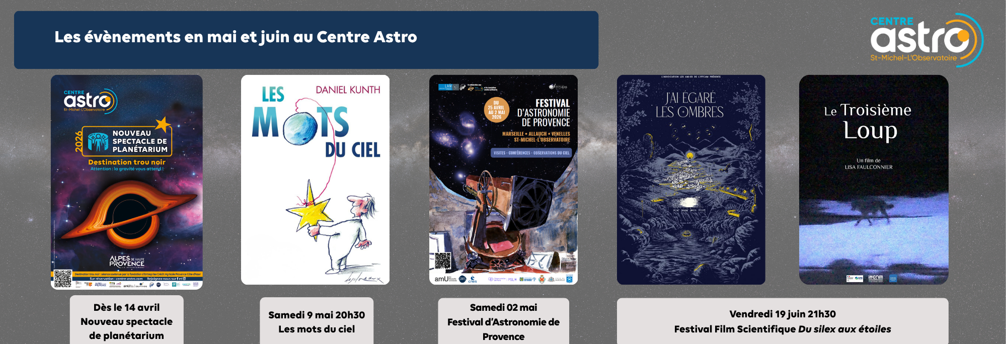 Les actualités du Centre  d’Astronomie en mai…