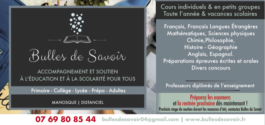 Bulles de Savoir :  Préparation des examens et accompagnement scolaire