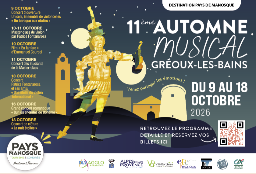 La 11e édition de l’automne musical revient du 9 au 18 octobre à Gréoux-Les-Bains