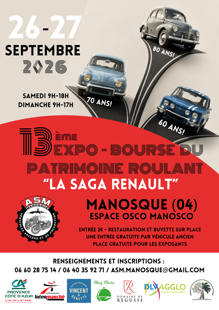 La saga Renault à l’honneur pour la 13ᵉ Expo-Bourse  du Patrimoine Roulant