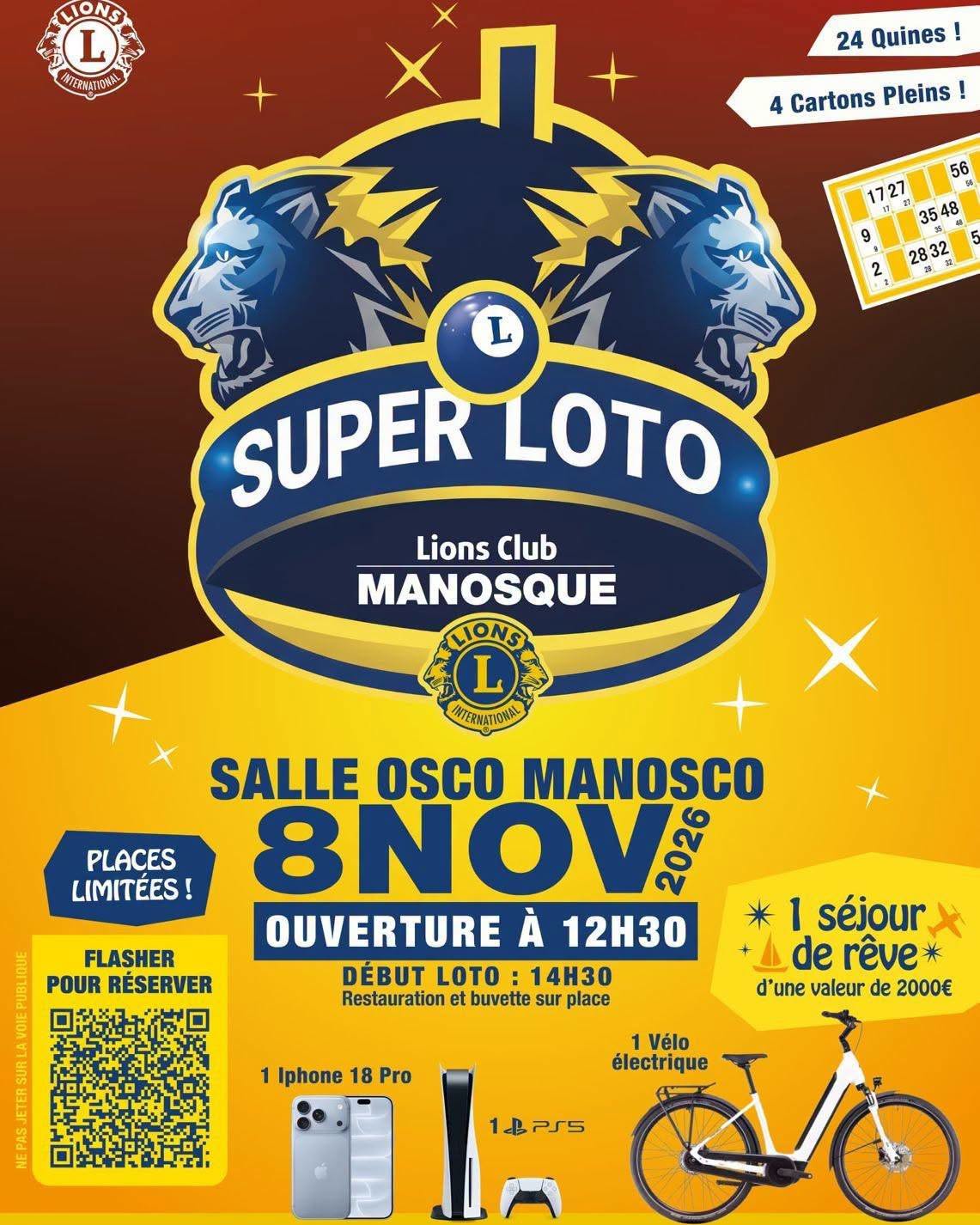 Loto geant du Lions club  dimanche 8 novembre !