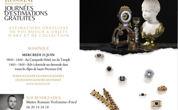 Faites évaluer gratuitement vos bijoux, objets  et collections par  la maison Rossini