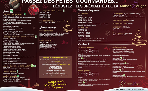 Spécialités des fêtes de fin d'année 2025 de la maison Rouger