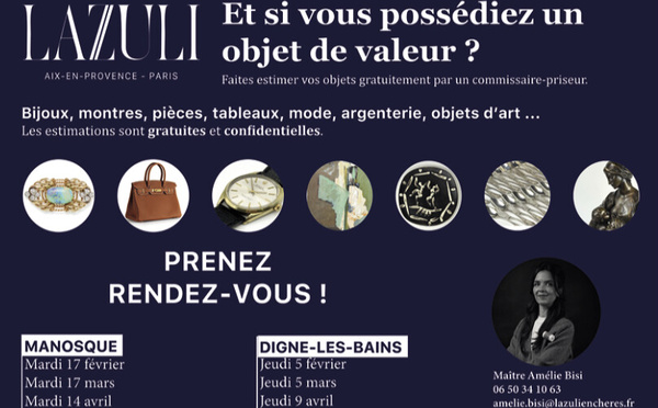 LAZULI MAISON DE VENTE AUX ENCHÈRES, EXPERTISE VOS OBJETS, BIJOUX...