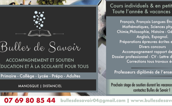Bulles de Savoir :  l’accompagnement scolaire  qui fait la différence