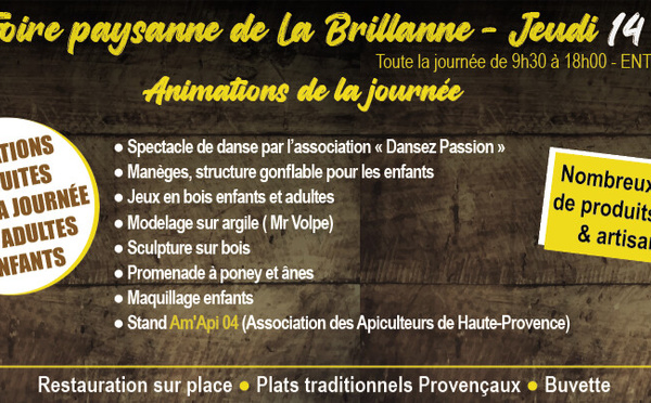 28è foire paysanne de La Brillanne le rendez-vous est donné le 14 mai 2026 !