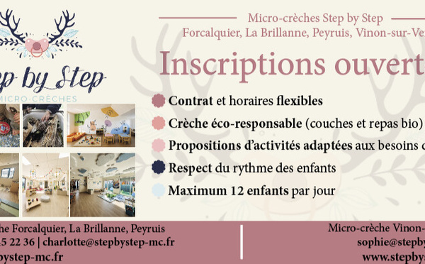 «STEP BY STEP», micro-crèche à Forcalquier, La Brillanne, Peyruis et Vinon-sur-Verdon
