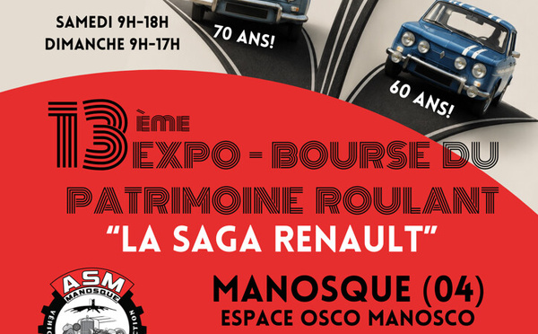 La saga Renault à l’honneur pour la 13ᵉ Expo-Bourse  du Patrimoine Roulant